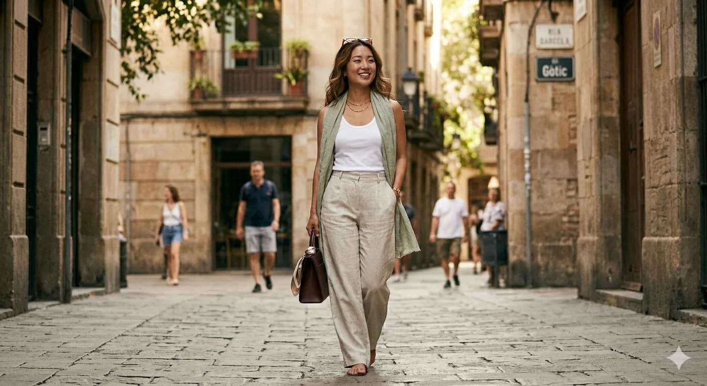Barcelona travel outfit